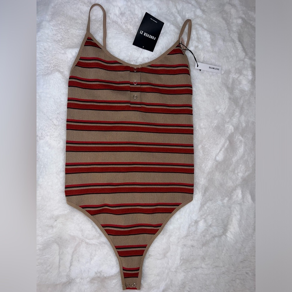 4/$10 Bundle Sale: NWT Forever 21 Seamless Thong Spaghetti Strap Bodysuit - Picture 1 of 8